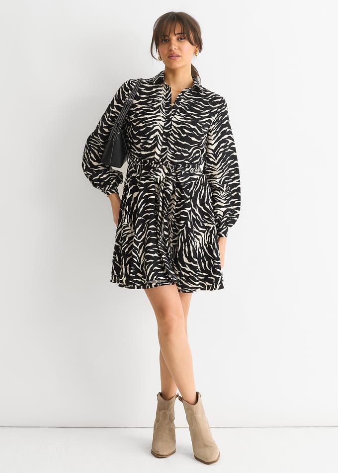 Mono zebra shirt met riem
