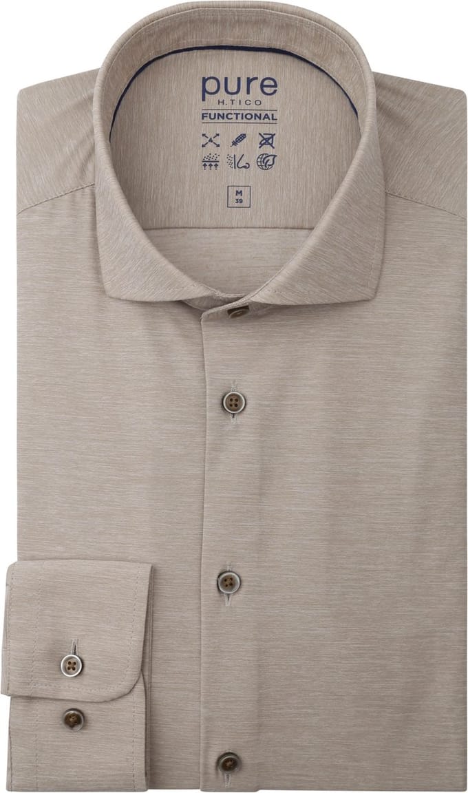 Pure Shirt Melange Beige - Maat 41 - Heren - Overhemden Casual