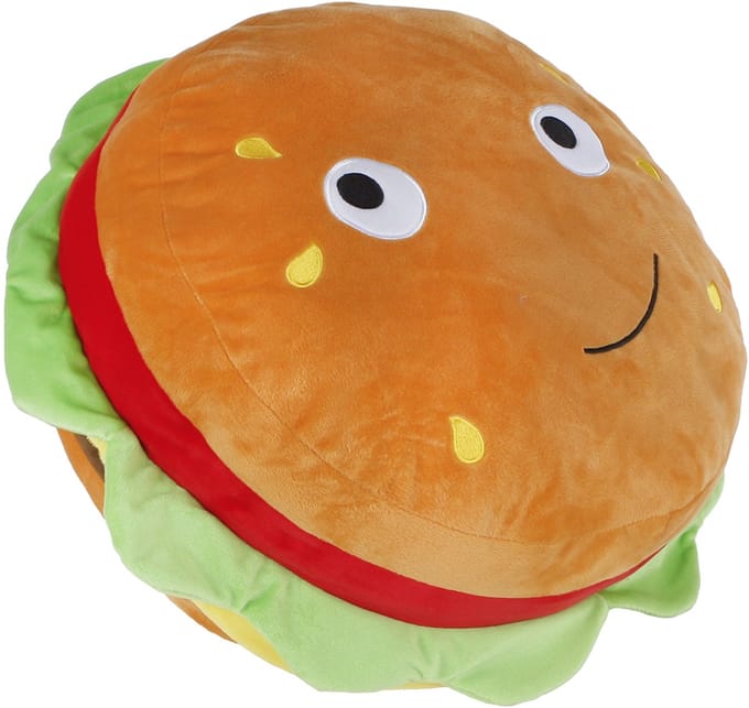 Hamburger pluche knuffel 48cm - zacht speelgoed kussen.
