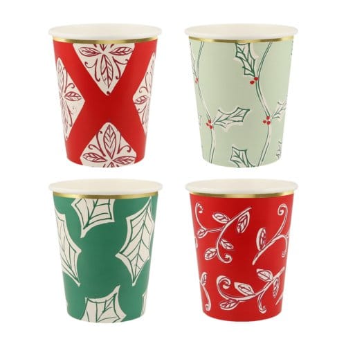 Meri meri kerst - bekertjes papier block print à stuks