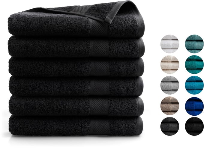 DoubleDry XL Handdoeken 70 x 140 - set van 6 - Hotel kwaliteit 500 g/m2 - 6x Zwart