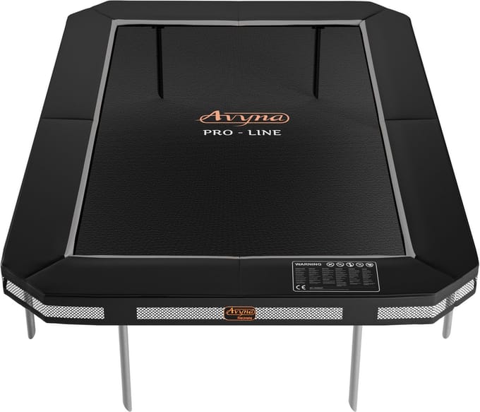 Avyna InGround Trampoline 380x255 cm – Rechthoekig – Zwart – Groot Model – Kwaliteitstrampoline – Ingraaftrampoline