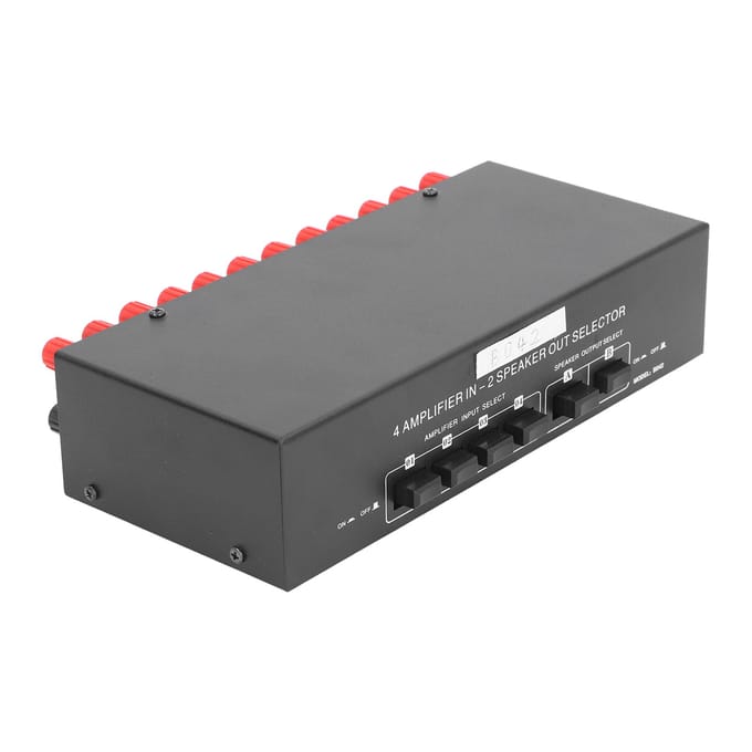 Sélecteur Passif 4 Entrées Amplificateur 2 Sorties Haut-parleur Boîtier Sélecteur Audio pour Lecture de Musique gray
