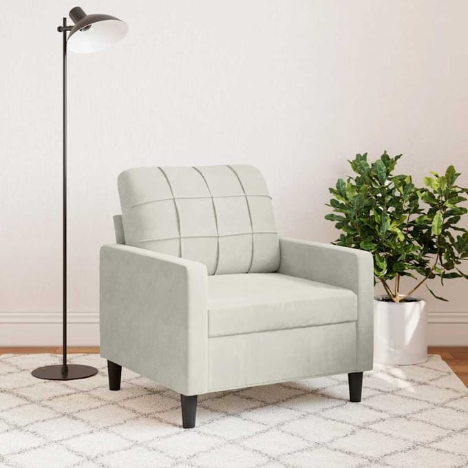 vidaXL - Fauteuil - 60 - cm - fluweel - crèmekleurig