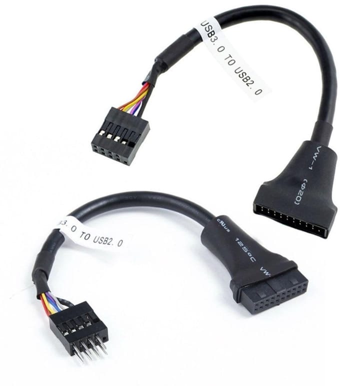 Dailygoody - Usb 2.0 naar Usb 3.0 Kabel - 20Pin - 15 cm - Set van 2