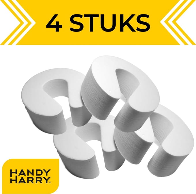 HANDY HARRY® Deurstoppers – 4 stuks - Wit - Deurklem - Kinderbeveiliging Deur - Deurvastzetter - Deurwig