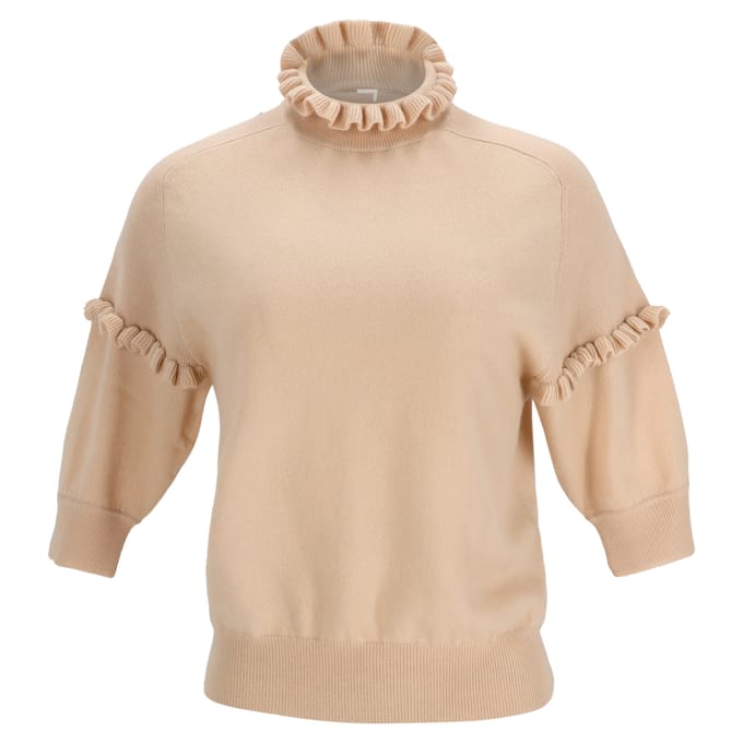 Chloé trui met ruches en korte mouwen in beige kasjmier