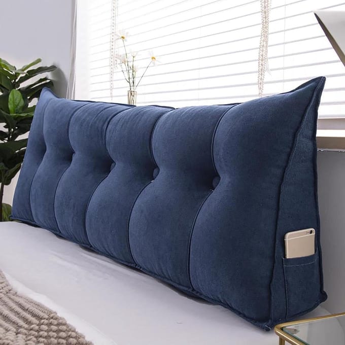 Reading Pillow, Triangular Headboard Pillow, Reading Backrest Cushion, Wedge Daybed Cushion, Bolster Pillow, with Zipper Removable Cover, for Tatami Sofa Bedroom,F,80 * 50 * 20cm
