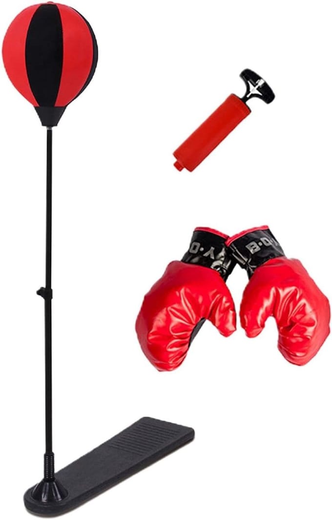 Kinder bokszak - Staande boksset - Actieve ontwikkeling - In hoogte verstelbaar - Tot 106cm - Rood