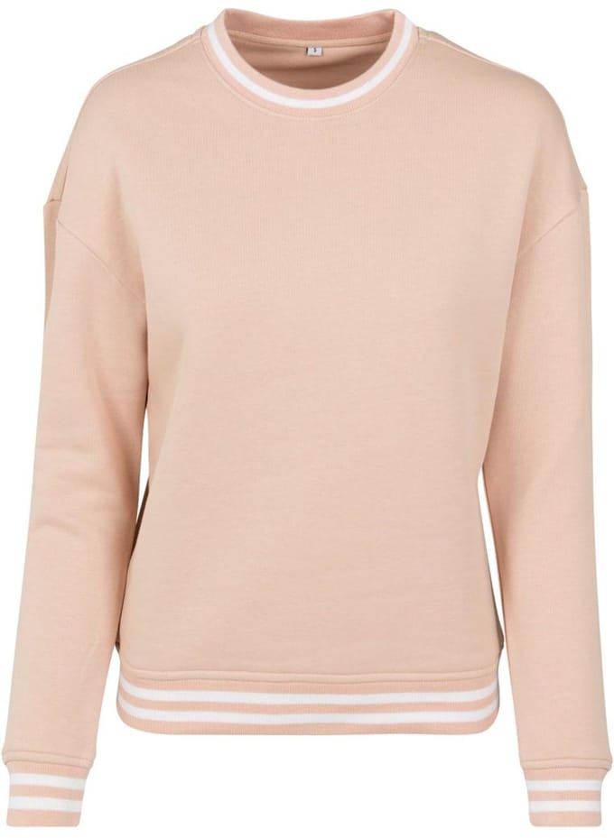 Build Your Brand - College Crew Dames Sweater - Lightrose/White maat S