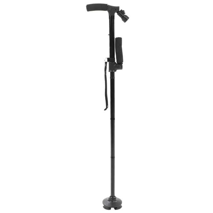 Canne de marche pliable avec éclairage LED, base antidérapante, rotation à 360 degrés, réglage de la hauteur, portable black