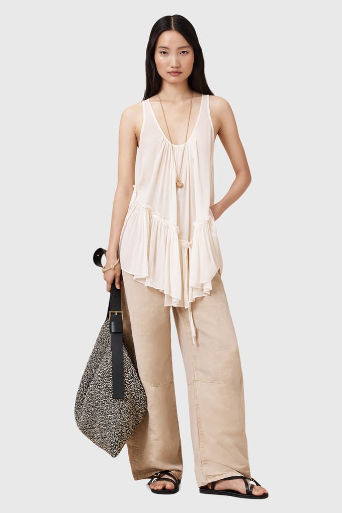 AllSaints Rach Top Chalk White Maat: 2 | Blouses Outlet | Dames | Wit