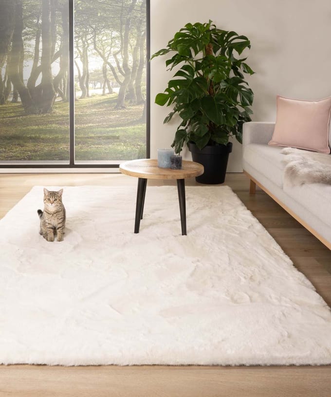 Fluffy vloerkleed - Comfy plus wit 80x150