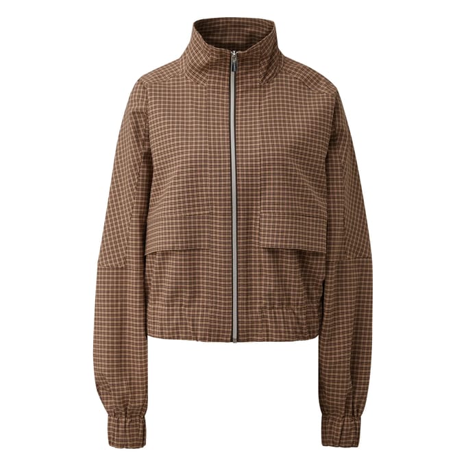Ruitjack met hoge kraag, ritssluiting dames COMMA