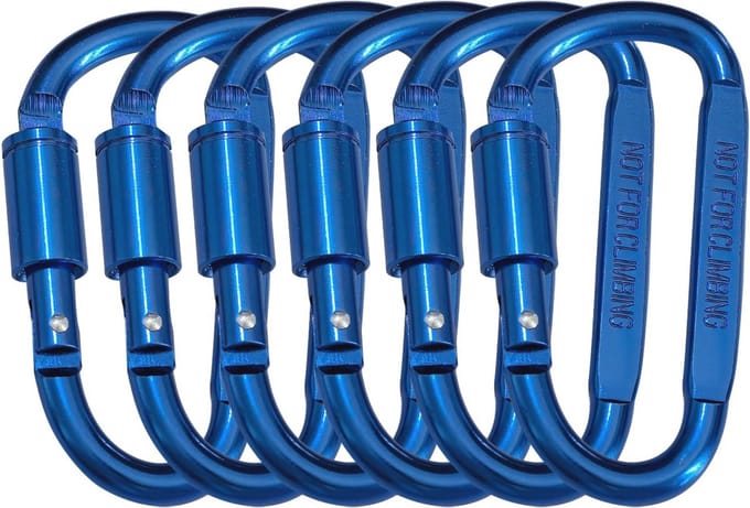Set van 6 D-ringen met vergrendelingshaak - Sleutelring met clip voor buitenactiviteiten