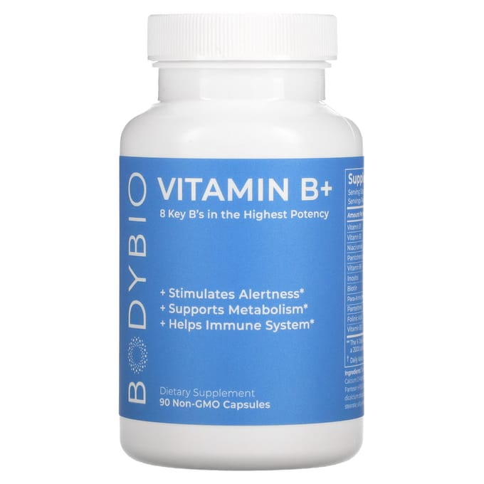BodyBio, vitamine B+, sans OGM, 90 gélules
