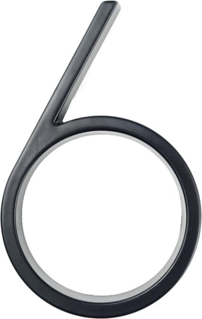 Huisnummer 6 - Zwevend Huisnummer - Zwart - nr. 6 - modern - 125mm