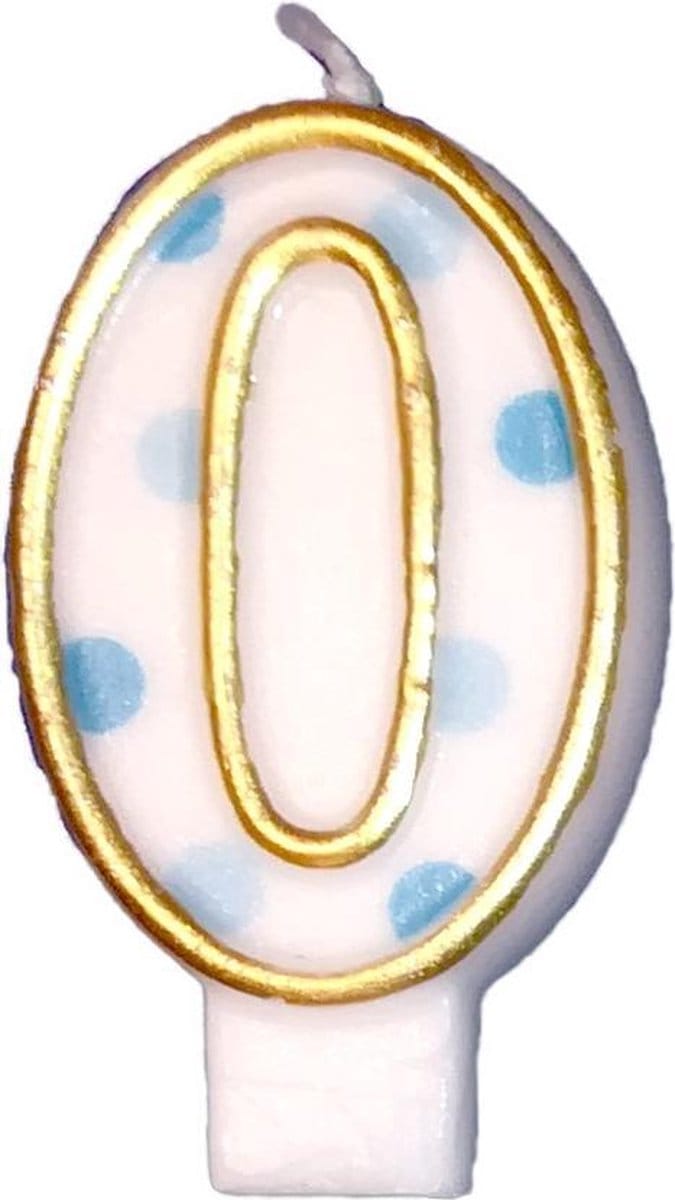 Haza Original Verjaardagskaars Cijfer 0 Goud/blauw 6 Cm