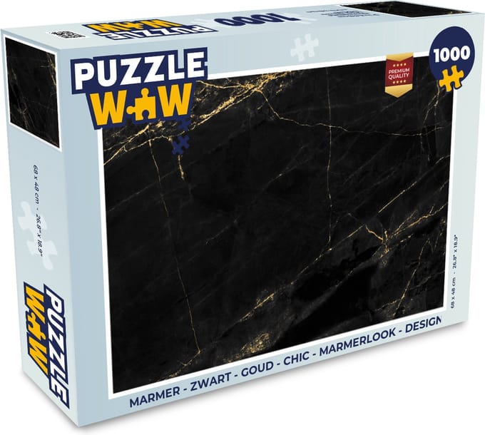 Puzzel Marmer look - Luxe - Zwart - Goud - Legpuzzel - Puzzel 1000 stukjes volwassenen