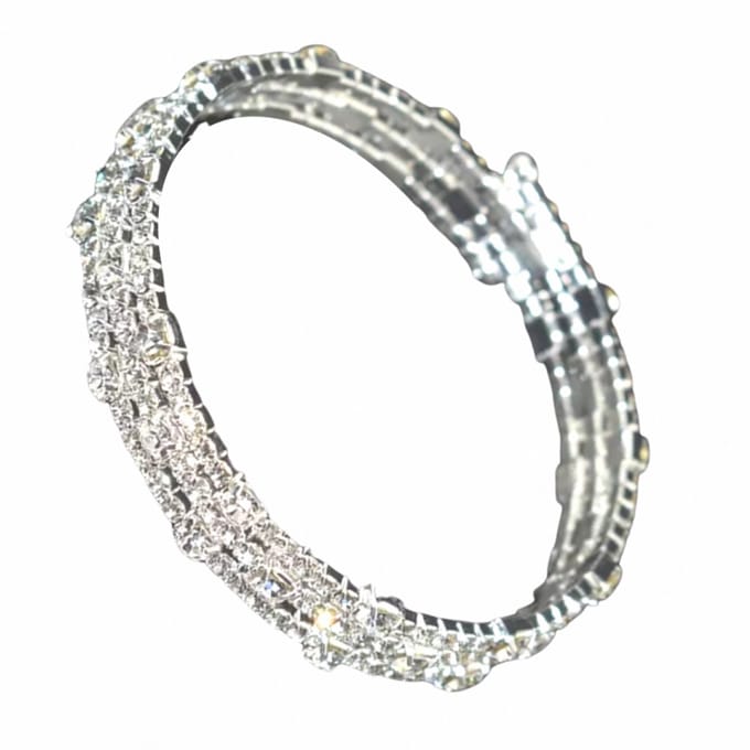 Armband- wikkel- 3 rijen -zilverkleur- strass - Charme Bijoux