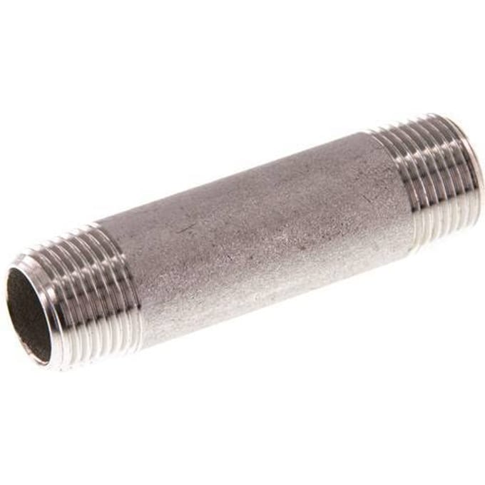 R 3/8'' RVS Dubbele Pijpnippel 20 Bar DIN 2982 - 60mm