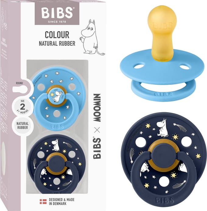 Moomin x BIBS Colour Fopspeen - 6-18 mnd - 2-pack - Rond - Breeze/Deep Space