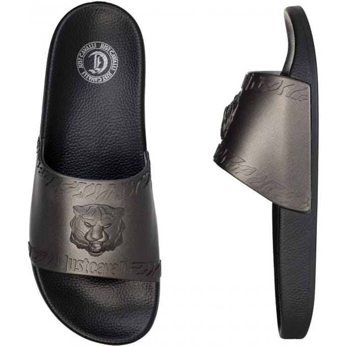 Tongs noires tigrées pour homme Just Cavalli - Taille: 41 gray