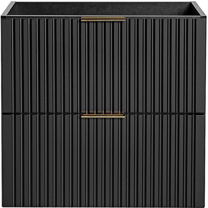 Vente-unique Geribbeld hangmeubel onder wastafel - Zwart - L60 cm - ZEVARA