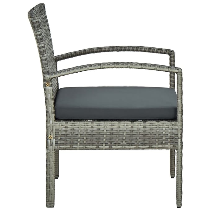 vidaXL - Tuinstoel - met - kussen - poly - rattan - grijs
