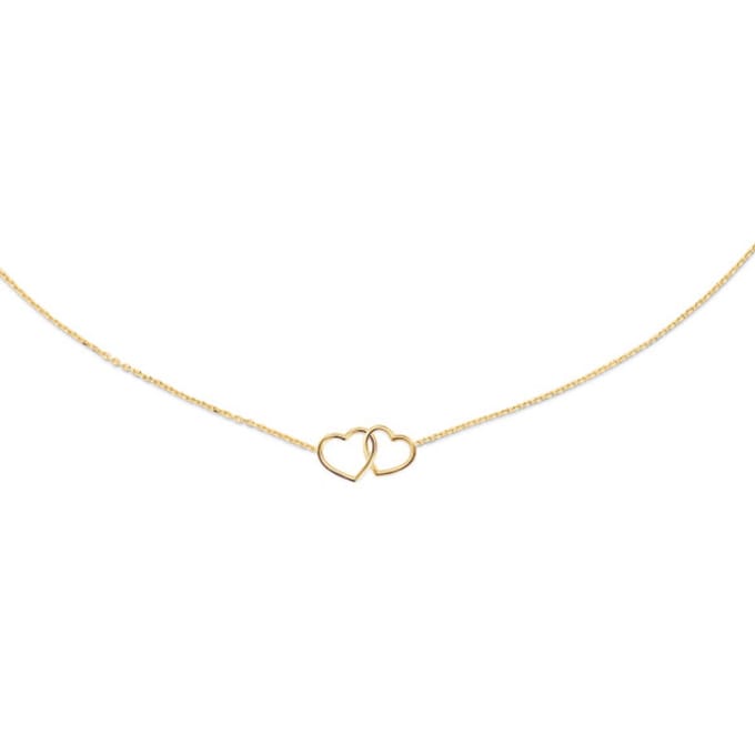 Jackie Double Heart Necklace 585 14 Karaat Goud 45