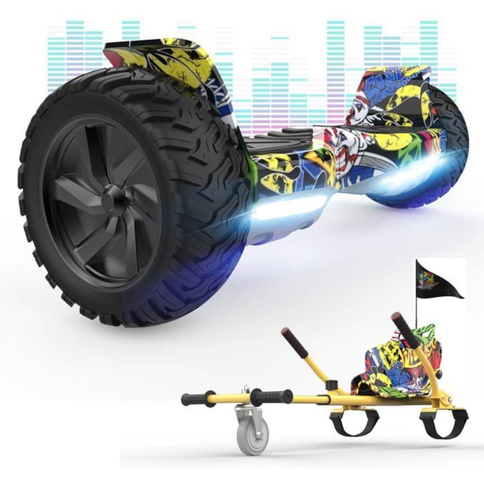 Hoverboard RCB 8,5 Inch Elektrische Scooter All-Terrain Gyropode Hummer Bluetooth LED + Hoverkart Karting Verstelbaar HIP-HOP
