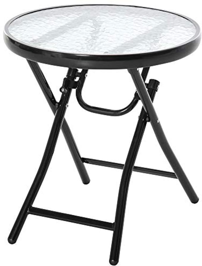 4goodz Bistrotafel Rond met Glasplaat 45 cm - Zwart