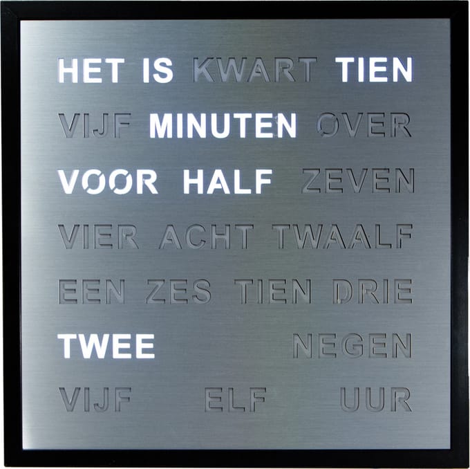 Intertime | Woordklok | Wandklok | 40x40 | Zilver | Nederlands