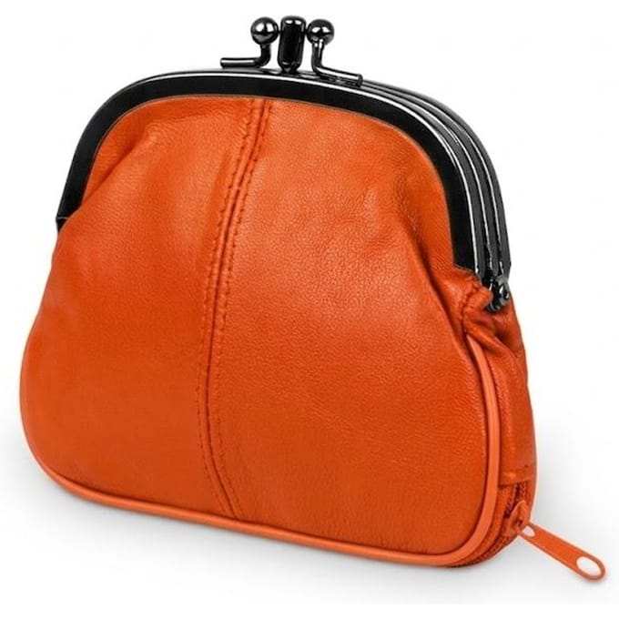 Middelgrote Leren Portemonnee Leerlooier Oranje