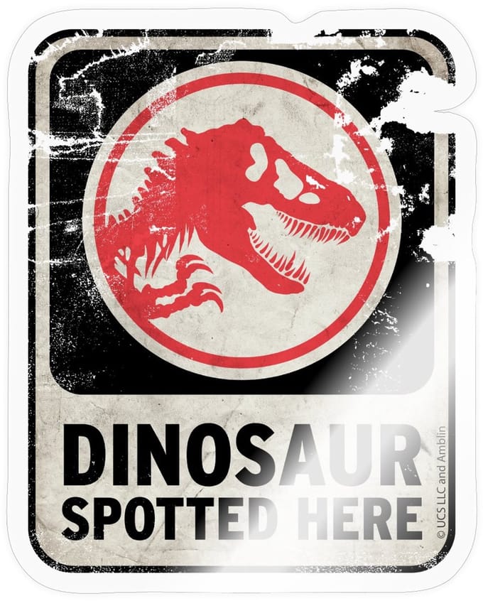 Jurassic World Dinosaur Spotted Here Sticker Maat S (max. 10 x 10cm)