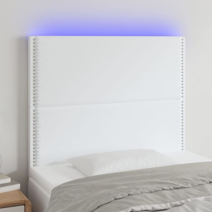 vidaXL - Hoofdbord - LED - 100x5x118/128 - cm - kunstleer - wit