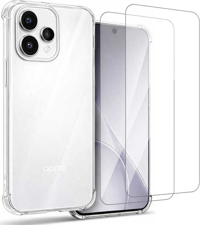 Hoesje geschikt voor Oppo Reno 15 5G - 2x Screenprotector Glas - Shockproof Transparant