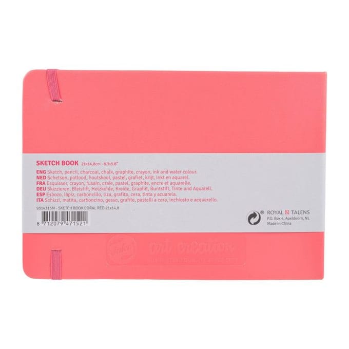 Carnet Croquis - 21 x 14,8cm - 80 feuilles - 140g - corail - Royal Talens