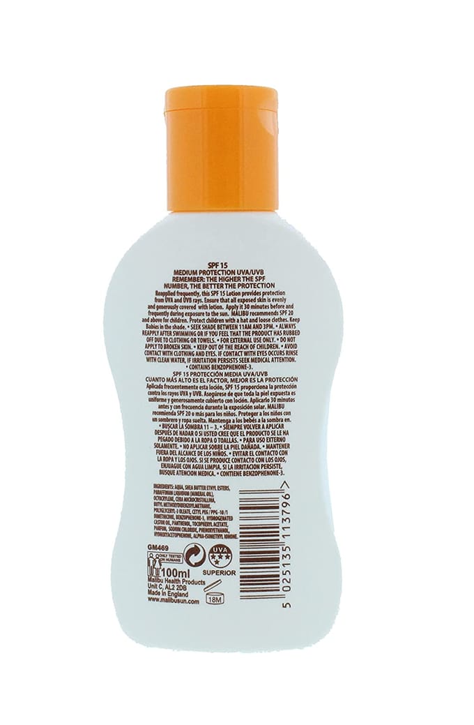 Malibu SPF 15 Medium Bescherming Waterbestendige ZonnecrÃ¨me - 100 ml