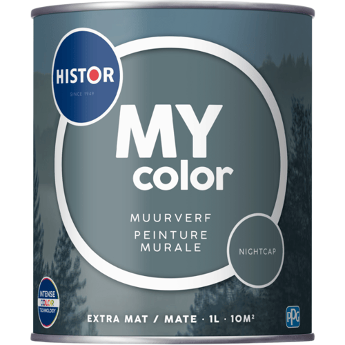 Histor MY Color Muurverf Extra Mat - Reinigbaar - Extra Dekkend - 1L - Nightcap - Grijs