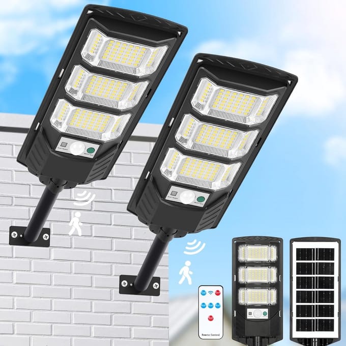 Krachtige Zonne-LED Straatlamp Buiten met Schemer- en Bewegingssensor | Waterdicht