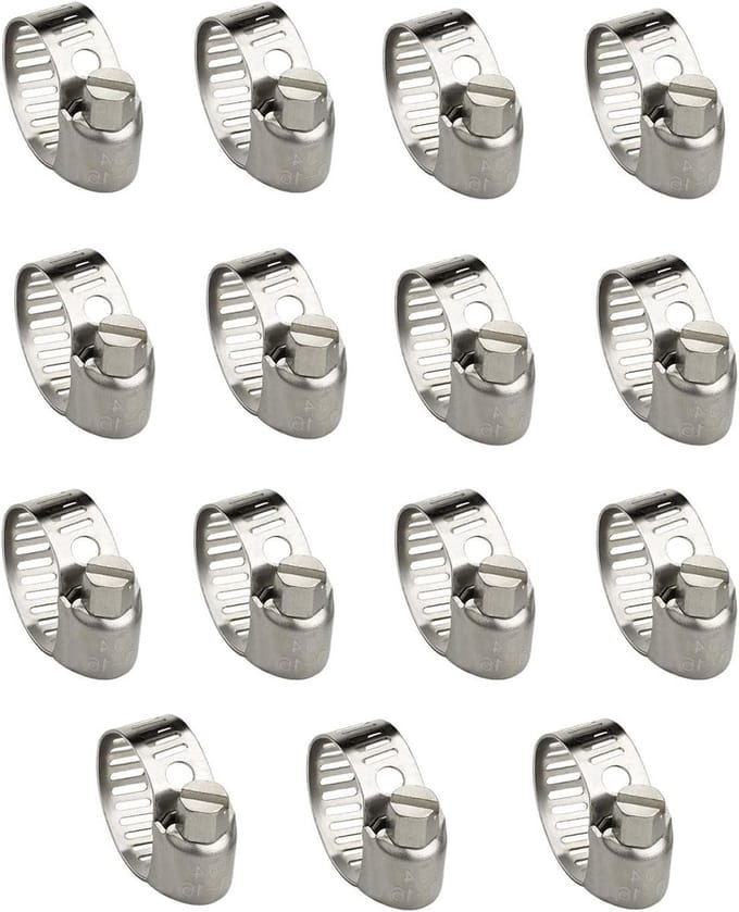 Dailygoods - Verstelbare Slangklemmen Wormaandrijving - 15-pack (10-16 mm)