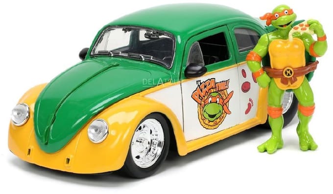 Volkswagen Drag Beetle 1959 & Michelangelo Figurine Jada 1:24