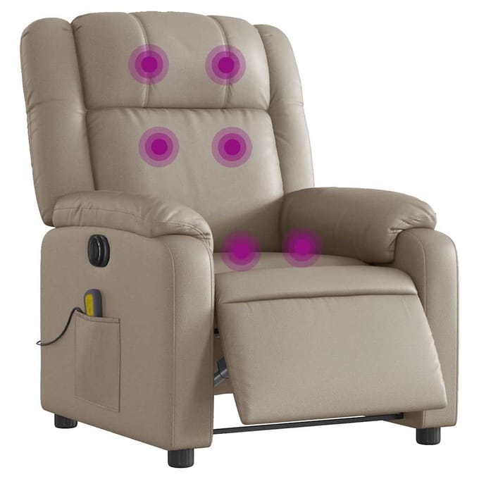vidaXL - Massagestoel - verstelbaar - elektrisch - kunstleer - cappuccinokleurig