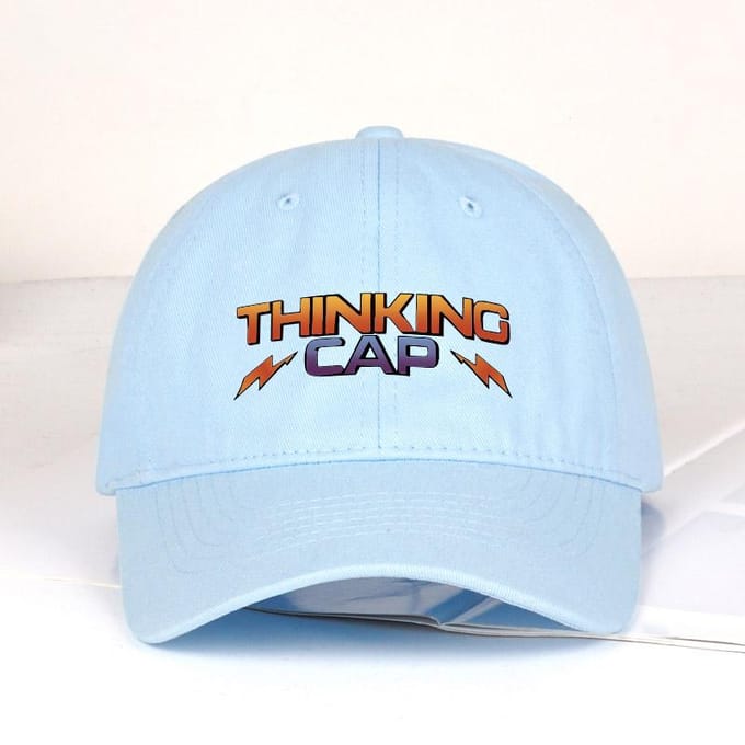“Thinking Cap” Gradiënt Tekst Print Zachte Baseballpet Zacht, Comfortabel, Ademend Retro Gradiënt, Trendy & Speels Unisex D white