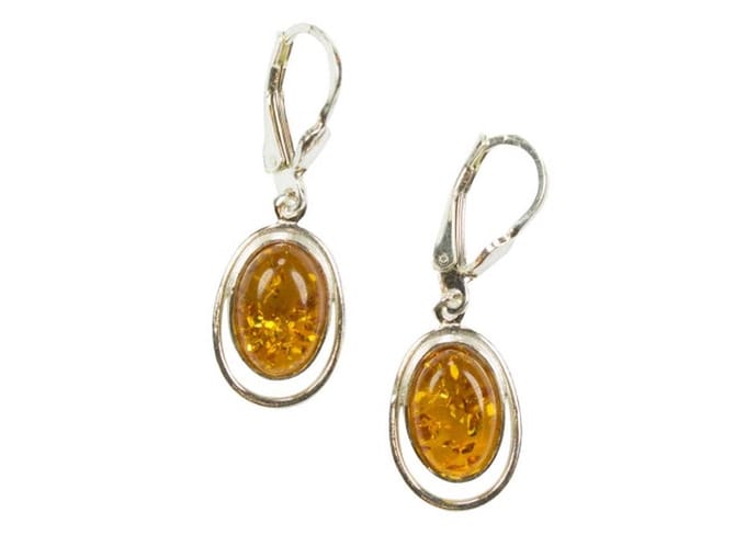 Zilveren oorbellen met sluiting Amber / Barnsteen 925 zilver