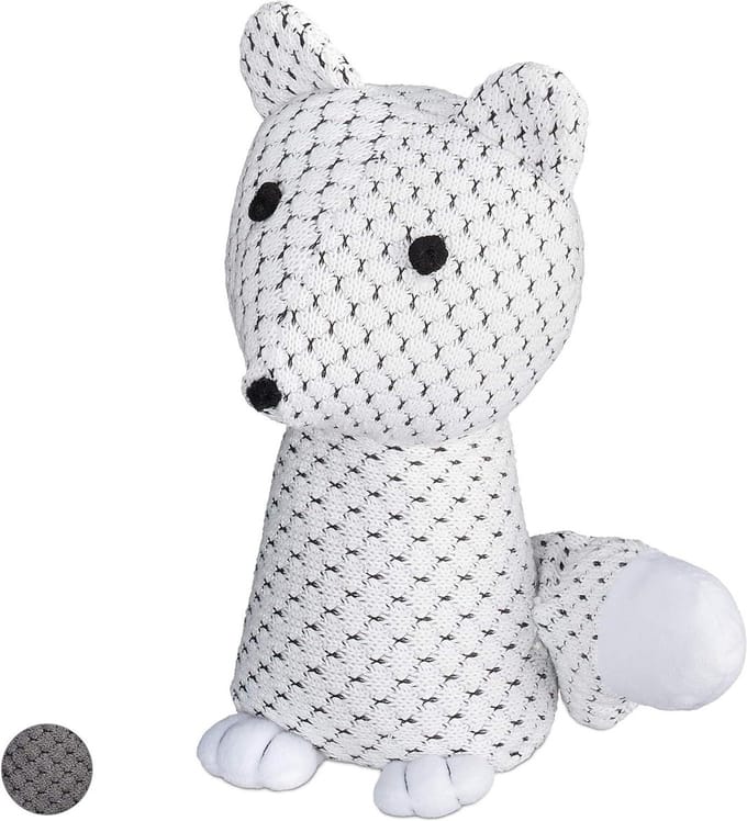 Fabric Door Stopper - White Decorative Door Buffer Floor Standing - Already Filled