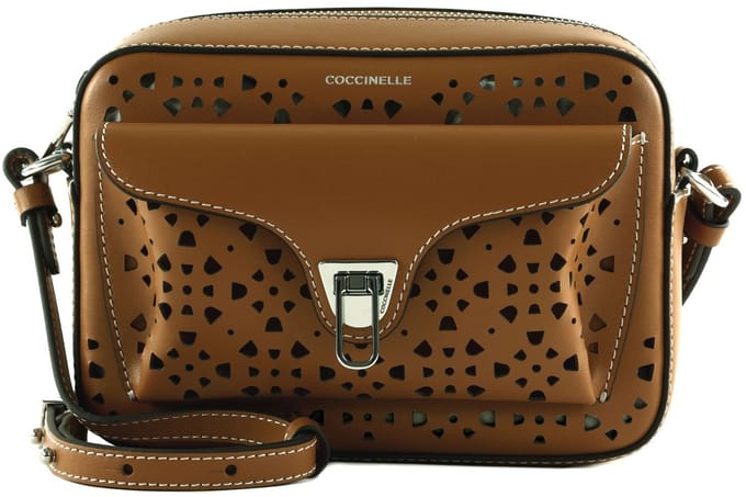 COCCINELLE Leren Schoudertas Beat Cow Perforation Handbag Cuir Bruine
