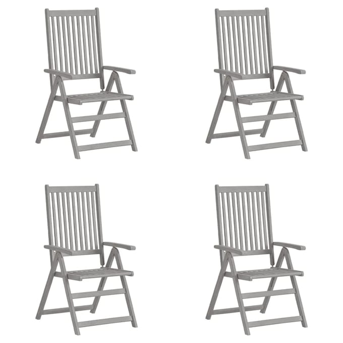 vidaXL - Tuinstoelen - 4 - st - verstelbaar - massief - acaciahout - grijs