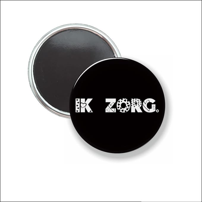 Button Met Magneet 58 MM - Ik Zorg - Zwart - NIET VOOR KLEDING